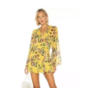 Tularosa Yellow Dahlia Floral Robin Wrap Dress S